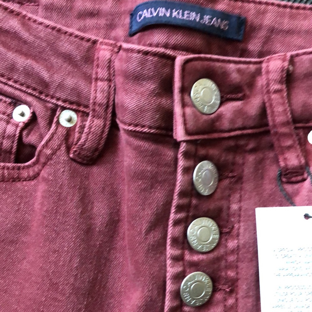CALVIN KLEIN (30) Crop Cut-off Hems High-Rise Jeans button exposed